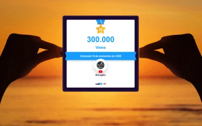 Canal de Bricoplan en YouTube celebrando más de 300.000 visualizaciones, con imagen del banner del canal y herramientas de bricolaje.